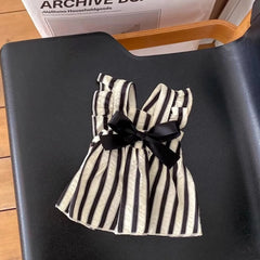 Striped Princess Dog Dress – Summer Pet Skirt with Big Bow for Small & Medium Dogs and Cats