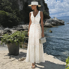 V-Neck Laser Cut Floral Bikini Set – Women’s Solid Color Luxury Swimsuit