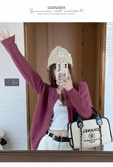 Women’s Slim O-Neck Cardigan Sweater – Casual Korean Knitwear