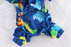 Soft Flannel Dog Pajamas – Cartoon Animal Print Winter Jumpsuit for Dogs