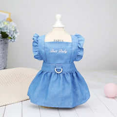 Luxury Princess Dog Dress 👑 Tutu & Denim Skirt Outfit for Small Dogs