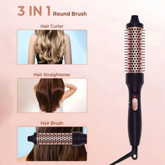 32mm PTC Heated Curling Brush – Anti-Scald Thermal Volumizing Hair Styler