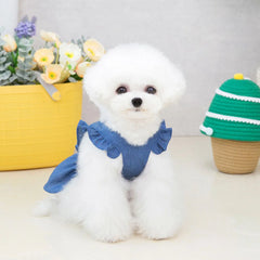 Luxury Princess Dog Dress 👑 Tutu & Denim Skirt Outfit for Small Dogs