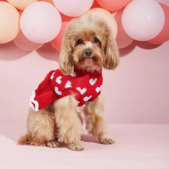 Dog Heart Sweater Dress – Warm Knitwear Pullover for Small & Medium Dogs
