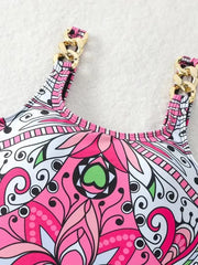 Retro Printed Push-Up One-Piece Swimsuit – Women’s 2025 Sexy Vintage Swimwear