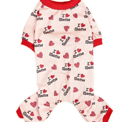 Pet Jumpsuit Pajamas – “I Love Mama / I Love Papa” Dog & Cat Clothes