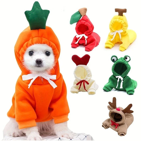 Fruit Fleece Dog Hoodie 🍓 Warm Winter Outfit for Small Dogs & Cats