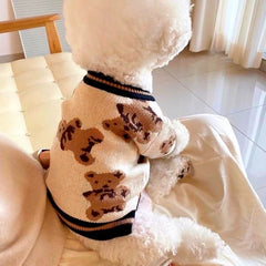 Striped Dog Cardigan – Luxury Sweater for Small Dogs & Cats