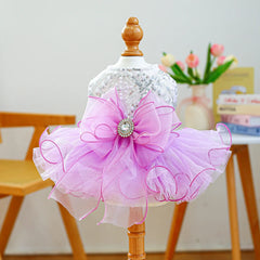 Blue Galaxy Pet Dress 🌌 Fluffy Gauze Wedding Outfit for Dogs & Cats