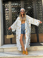 Peacock Kimono Beach Robe – Long Sleeve Swimsuit Cover-Up Cardigan