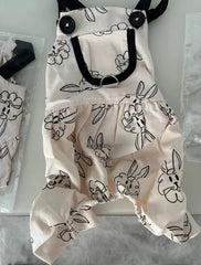 Rabbit Print Dog Dress 🐰 Cute Sling Jumpsuit Outfit for Pets