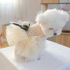 Luxury Kawaii Dog Dress 👑 Pearl Collar Princess Outfit for Small Dogs & Cats