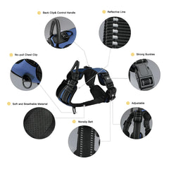 No-Pull Dog Harness – Adjustable Reflective Padded Vest with Handle for Large Dogs
