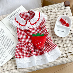 Strawberry Plaid Dress for Small Dogs & Cats