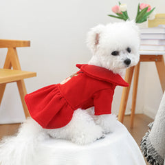 Christmas Elk Pet Dress 🎄 Warm Red Winter Outfit for Dogs & Cats