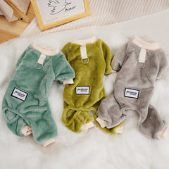 Fleece Warm Pet Clothes – Winter Dog Jumpsuit Pajamas