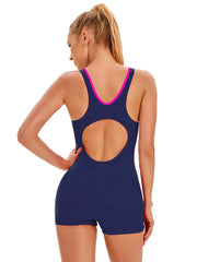 Patchwork Sport One-Piece Swimsuit – Women’s Plus-Size Athletic Swimwear