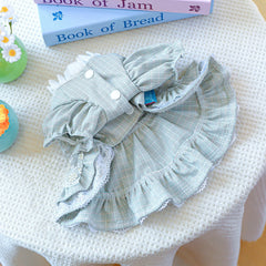 Dog Lace Summer Dress with Puff Sleeves & Bow – Cute Orange Outfit for Small & Medium Dogs