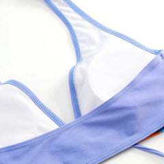 High-Waist Plant Print Bikini Set – Women’s Two-Piece Swimsuit