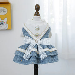 Luxury Princess Dog Dress 👑 Fancy Autumn/Winter Outfit for Small Dogs