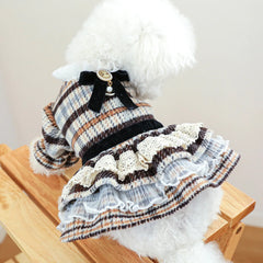 Luxury Princess Dog Dress 👑 Fancy Autumn/Winter Outfit for Small Dogs