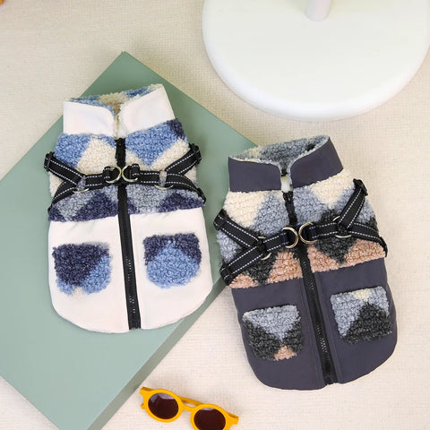 Winter Dog Jacket – Warm Pet Vest with Built-In Harness for Small & Medium Dogs