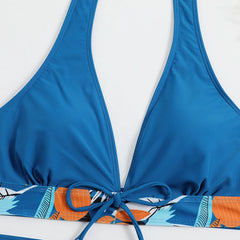 High-Waist Plant Print Bikini Set – Women’s Two-Piece Swimsuit