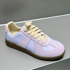 AUTUSPIN 17 Colors Women Training Sport Shoes Summer Autumn Fashion Sewing Ladies Lace-up Sneakers Contrast Casual Flats Female