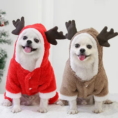 Christmas Dog Hoodie – Warm Winter Elk & Santa Pet Costume for Small & Medium Dogs