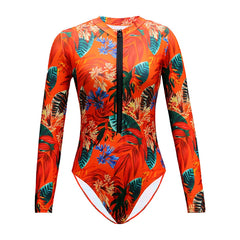 Long-Sleeve One-Piece Swimsuit with Skirt – Women’s Sexy Cover-Up Swimwear