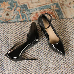 11cm Super High Stiletto Heels Pumps Women Shoes Pearl Chain Thong Ankle Strap Pointed Toe Big Size Leather Office Shoes
