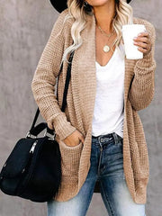 Women’s Curved Front Loose Knit Cardigan – Autumn & Winter Fashion