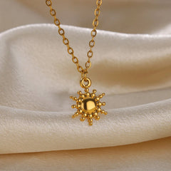 Stainless Steel Sunflower Pendant Necklace for Women