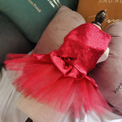 Polka Dot Tutu Dog Dress 🎀 Elegant Black & White Lace Outfit for Pets