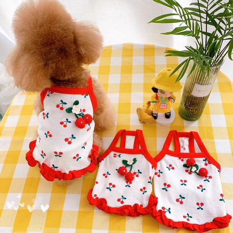 Cute Cherry Dog Vest – Summer Cooling Pet Shirt for Small Dogs & Cats