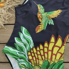 Floral Lace-Up One-Piece Swimsuit – Women’s Push-Up Printed Swimwear 2025