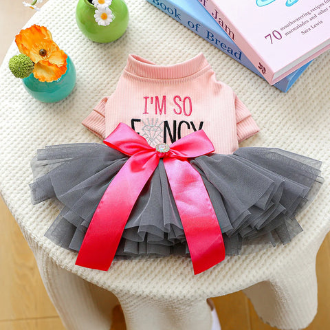 Fancy Bowtie Pet Dress – Luxury Summer Outfit for Dogs & Cats