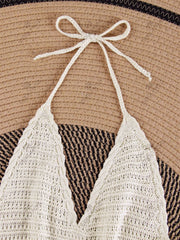 Knit Halter V-Neck Mini Dress – Side Cross Straps Beach Cover-Up (2025)