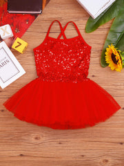 Girls Sequined Ballet Tutu Dress – Professional Dance Costume