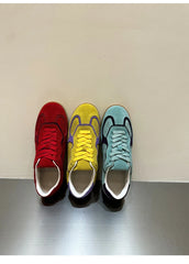 AUTUSPIN 5 Colors Women Flats Sneakers Four Season Leisure Shoes Cow Suede Leather Ladies Skateboarding Shoes Outdoor Size 35-40