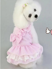 Plaid Dog Dress 👗 Pink & Blue Summer Skirt for Small Dogs & Cats