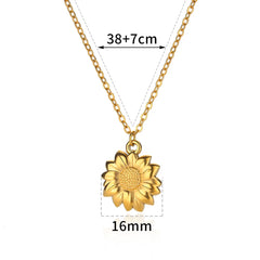 Stainless Steel Sunflower Pendant Necklace for Women