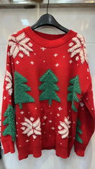 Korean Color-Block Christmas Sweater – Women’s Thick Winter Hoodie 2025