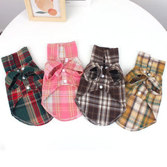 Summer Plaid Pet Shirt – Cotton Vest for Small Dogs