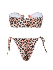 Tie-Side Shiny Ring Bandeau Bikini – Women’s Padded Low-Waist Swimsuit 2025