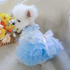 Sky Blue Waltz Pet Dress – Summer Wedding Princess Outfit for Dogs & Cats