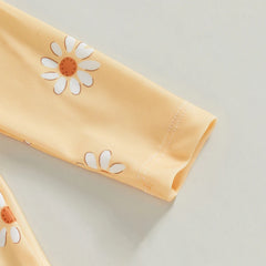 Toddler Girl Floral Rash Guard Swimsuit Set with Hat – Long Sleeve Zipper Bathing Suit