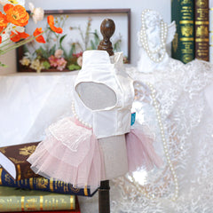 Pink Flower Disc Button Pet Dress – Summer Princess Outfit for Dogs & Cats