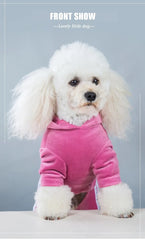 Soft Velvet Dog Clothes – Warm Winter Hoodie Jumpsuit for Small Dogs & Cats