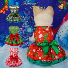 Snowflake Christmas Pet Dress 🎄 Adjustable Holiday Princess Outfit for Dogs & Cats